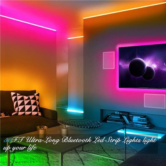Led Strip Lights 50ft Smart Light Strips with App Control Remote , Multicolor - Picture 2 of 6